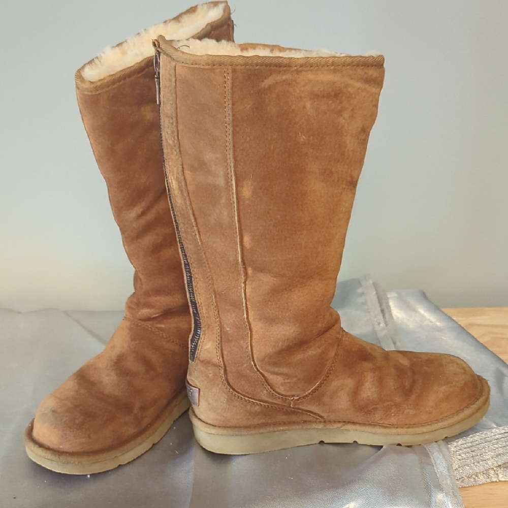 UGG Tan Suede Boots with Cream Shearling